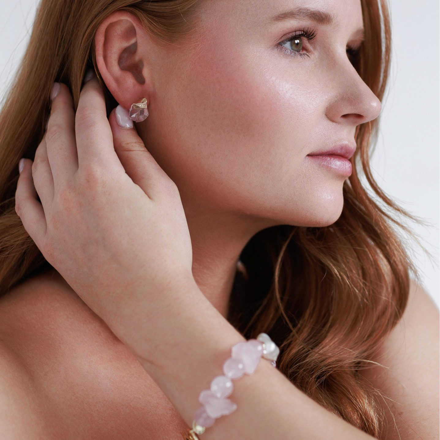 Rosenquarz Ohrringe – 18K Vergoldet oder Versilbert, Nickel Frei