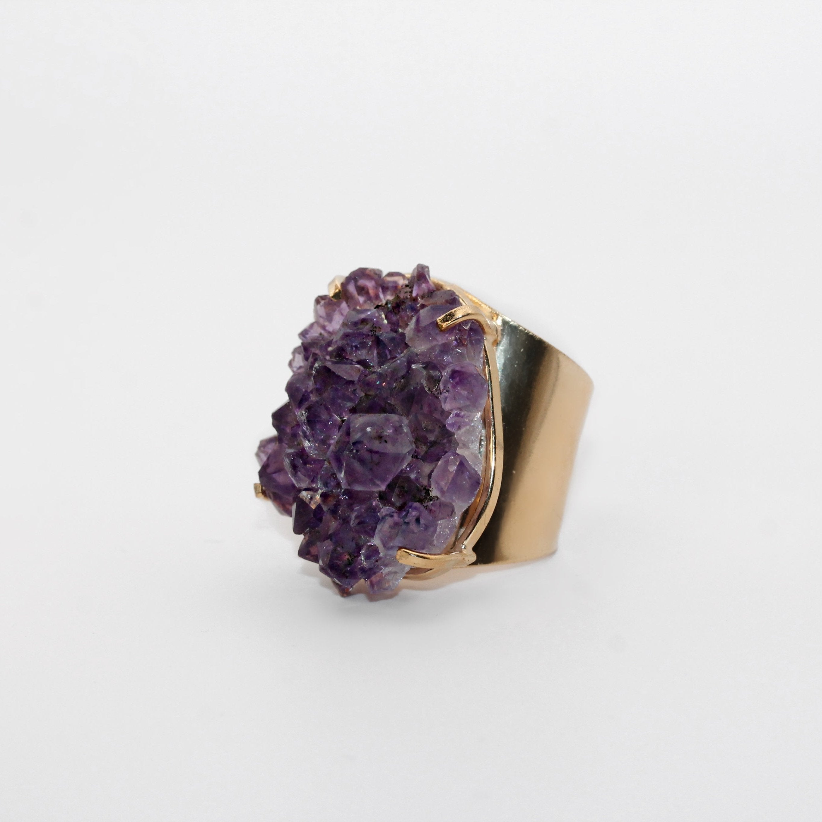 Amethyst ring – 18K gold-plated &amp; adjustable size