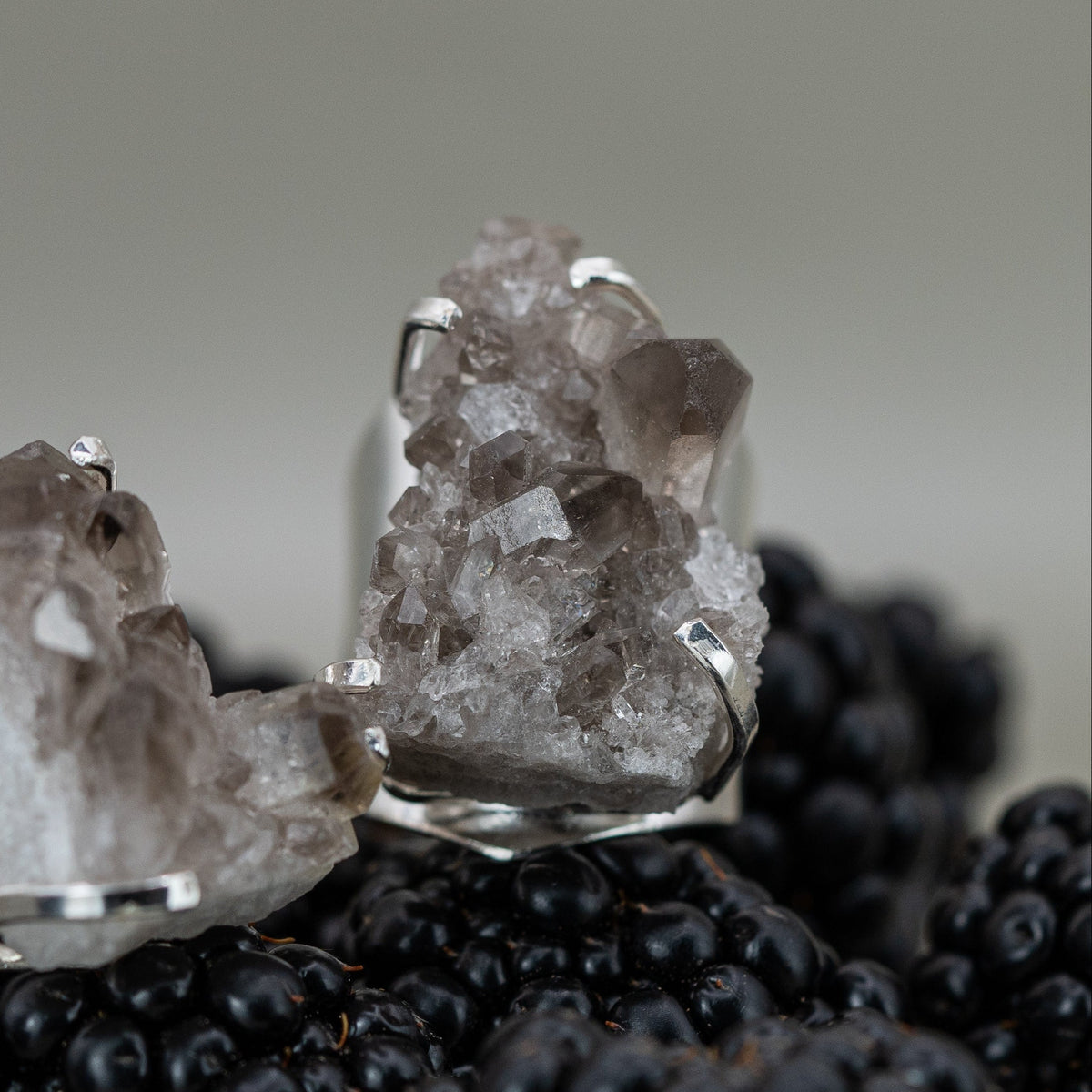 Rauchquarz Ring – Größenverstellbar, Versilbert, Nickel Frei