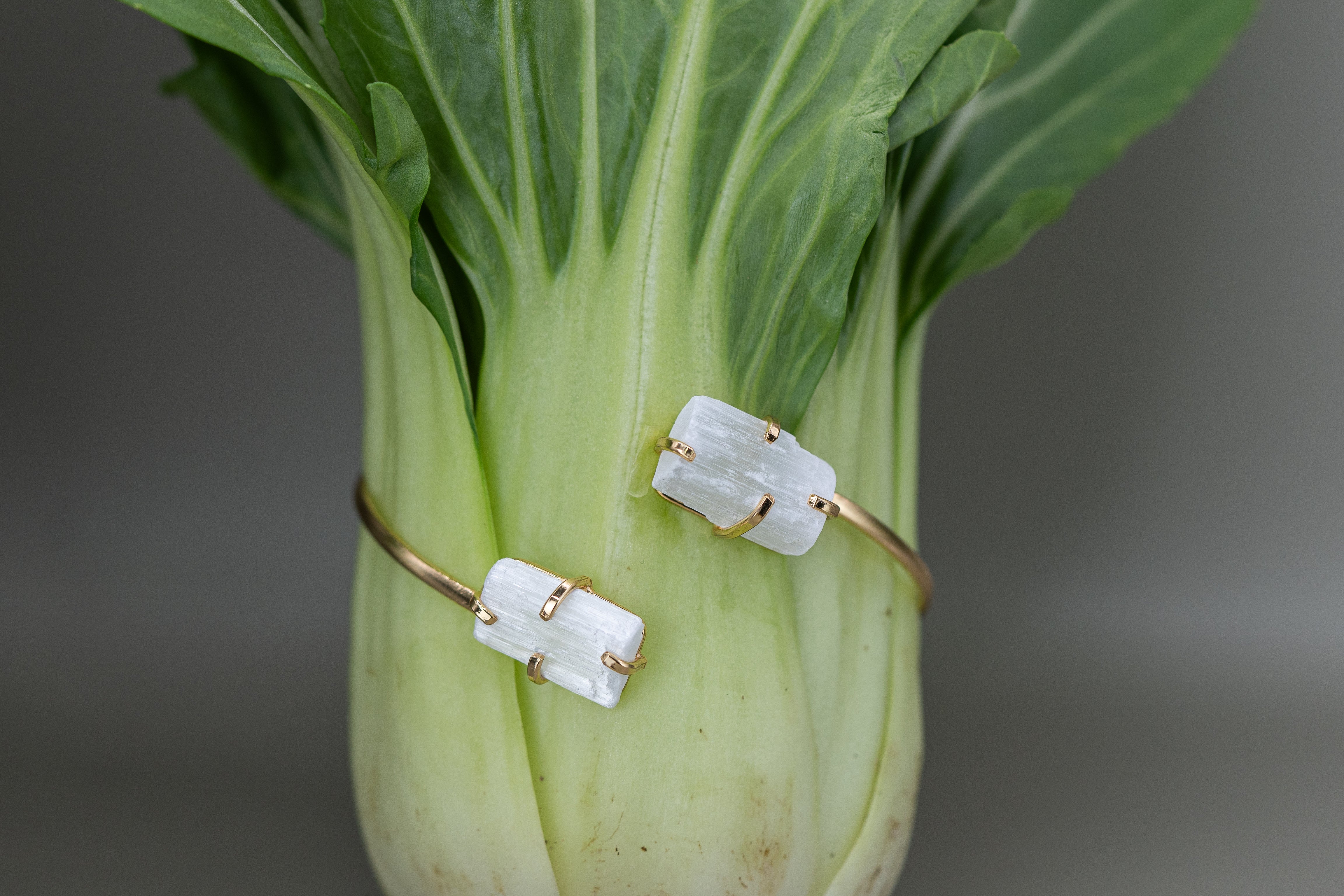 Selenit Armreifen Dual Größenverstellbar - 18K Vergoldet, Nickel Frei