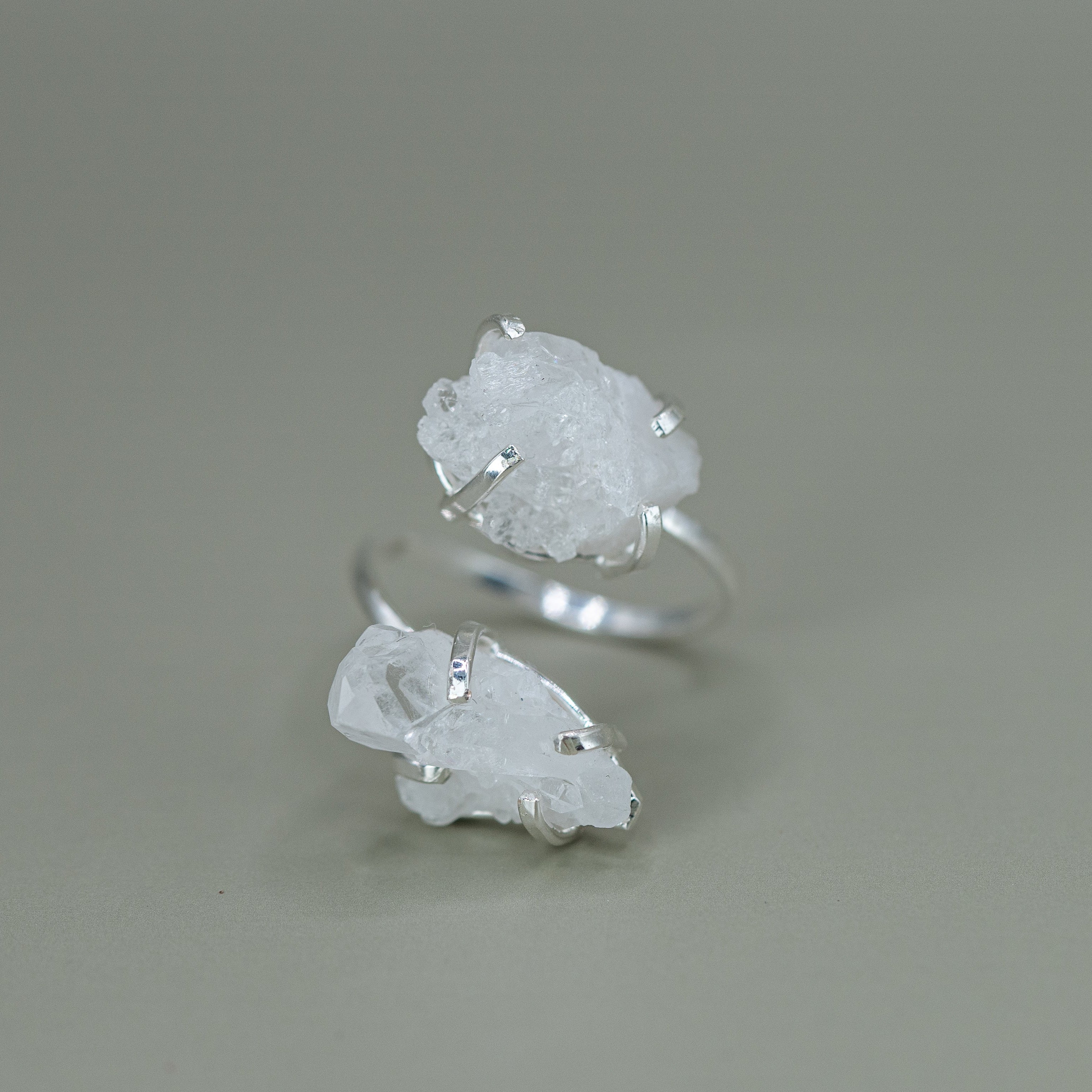 Bergkristall Ring Dual – 18K Vergoldete oder Versilberte Fassung, Nickel Frei