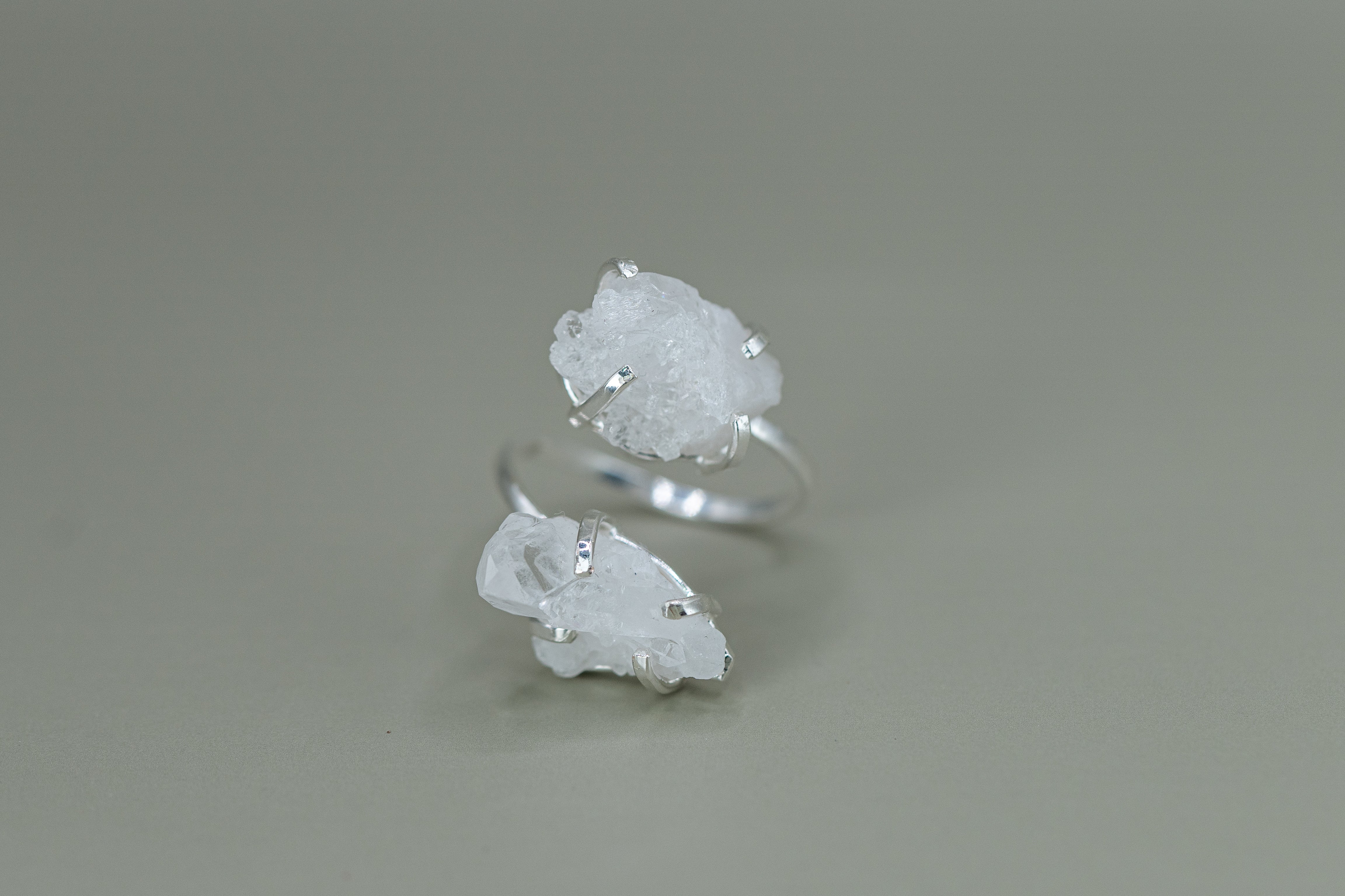 Bergkristall Ring Dual – 18K Vergoldete oder Versilberte Fassung, Nickel Frei