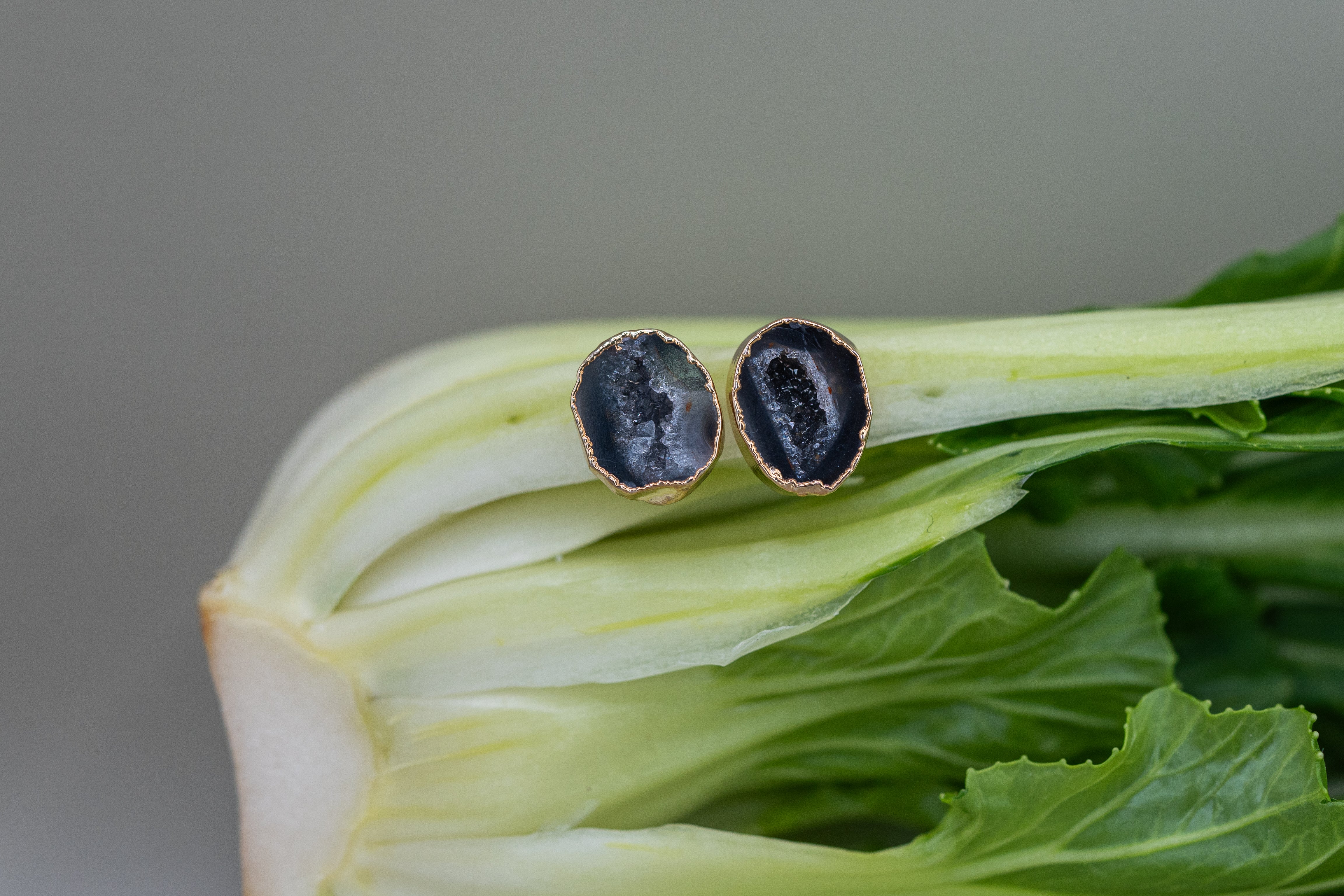 Geode Ohrstecker – 18K Vergoldet oder Versilbert, Nickel Frei