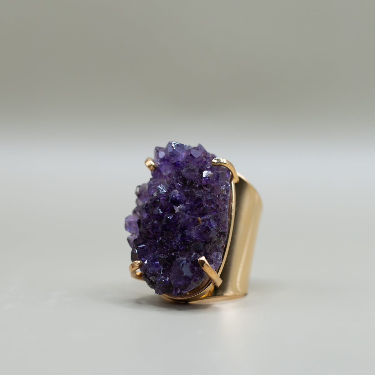 Amethyst Ring – 18K vergoldet & größenverstellbar