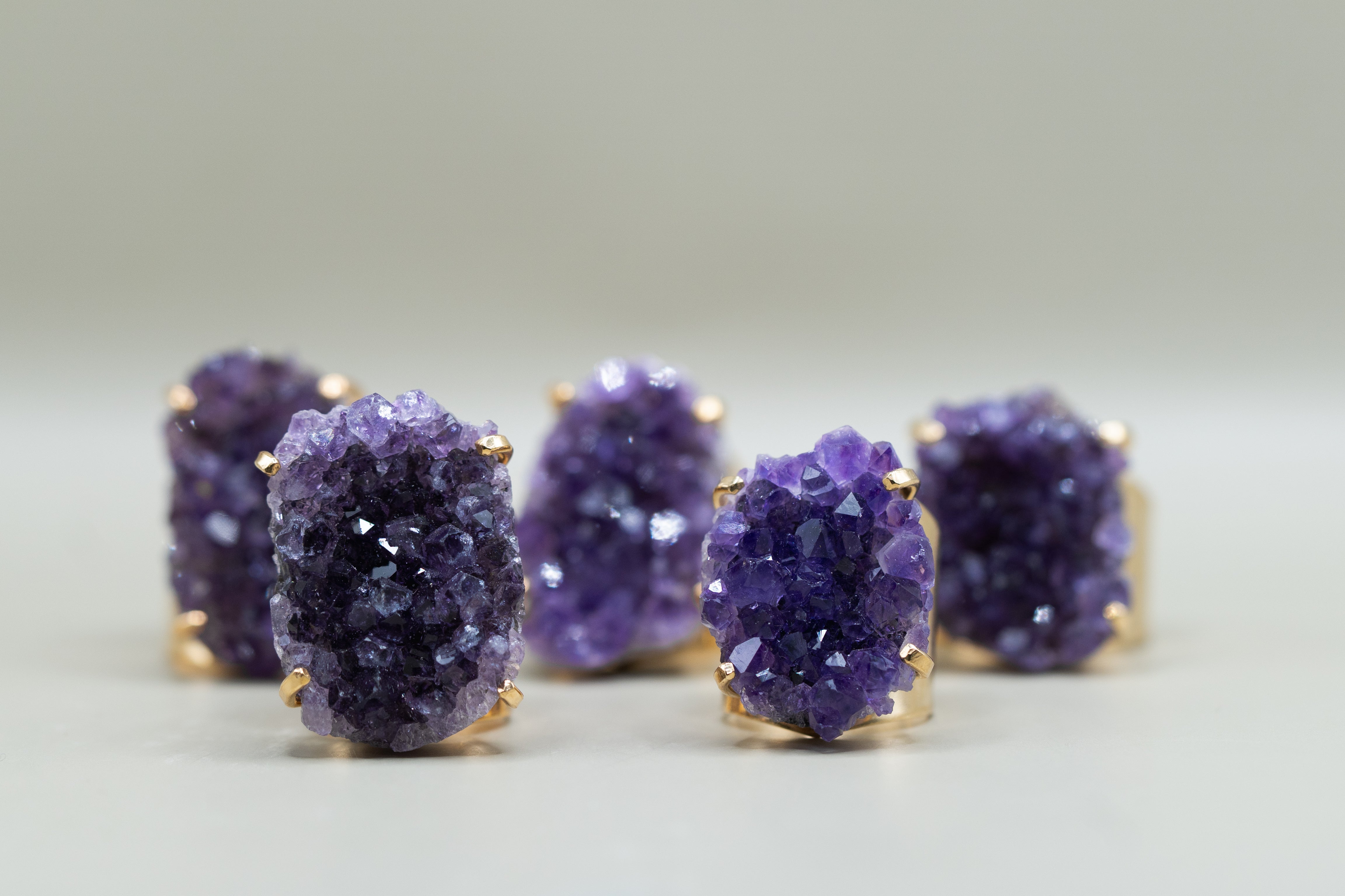 Amethyst Ring – 18K vergoldet & größenverstellbar