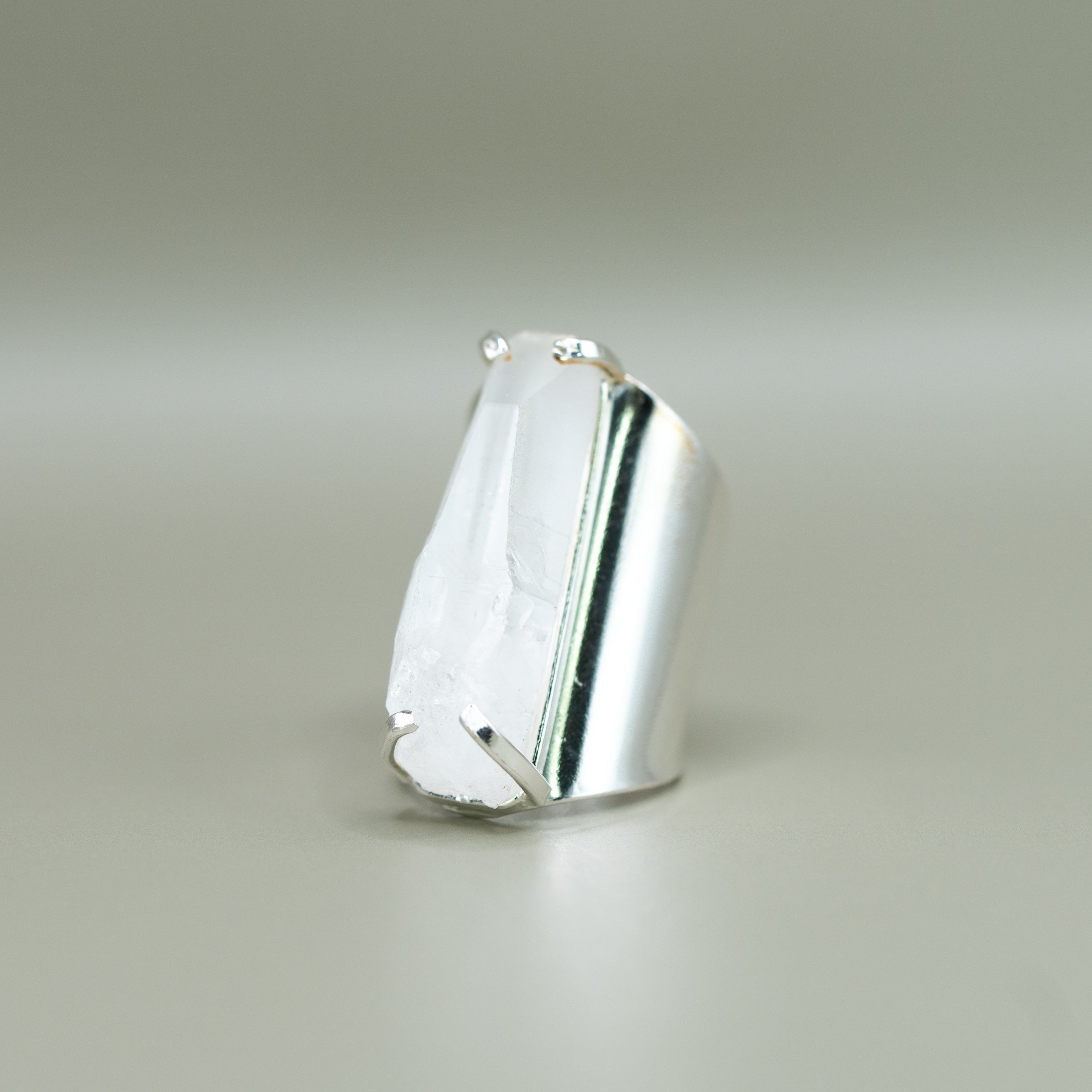 Bergkristall Ring, Versilbert, größenverstellbar, nickelfrei