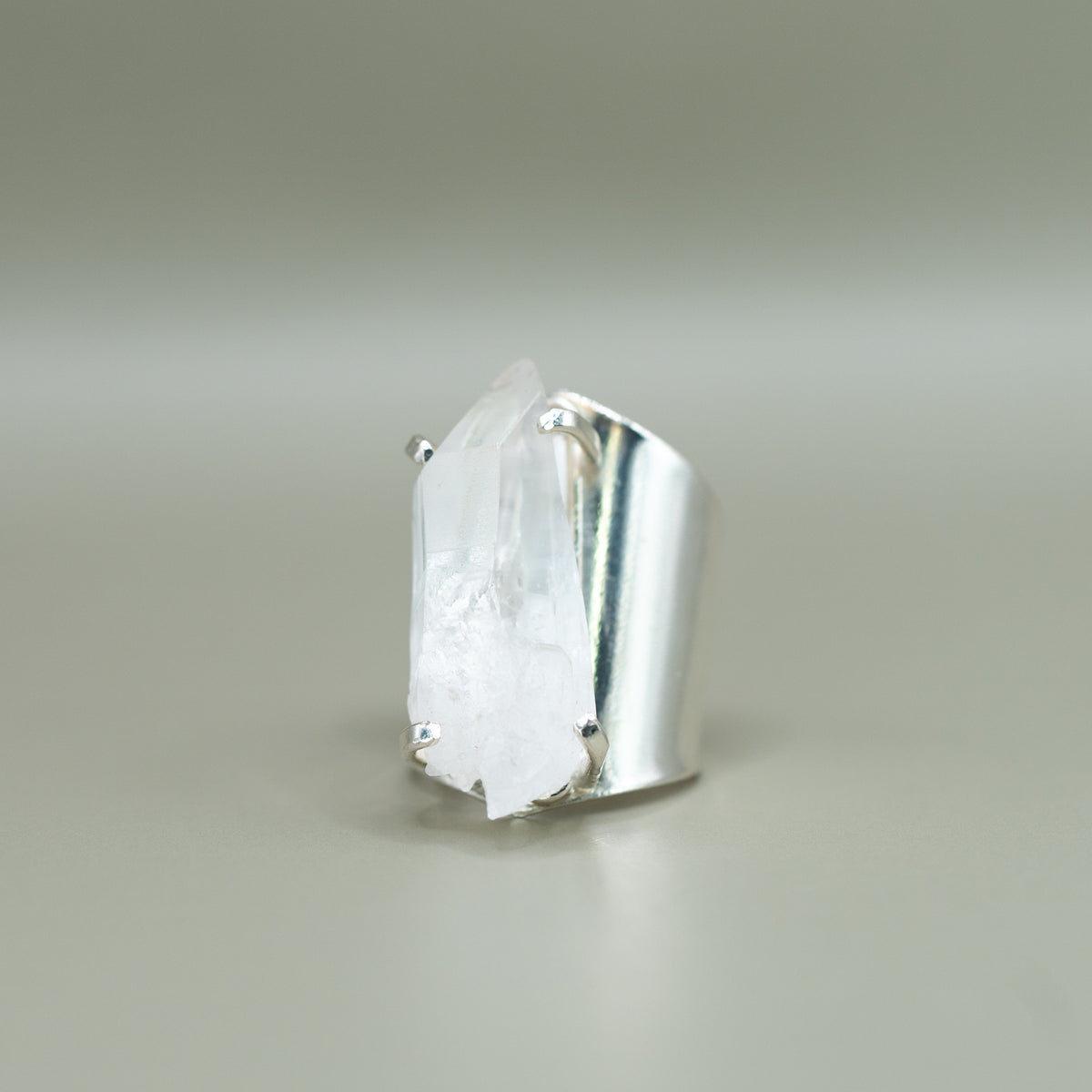 Bergkristall Ring, Versilbert, größenverstellbar, nickelfrei