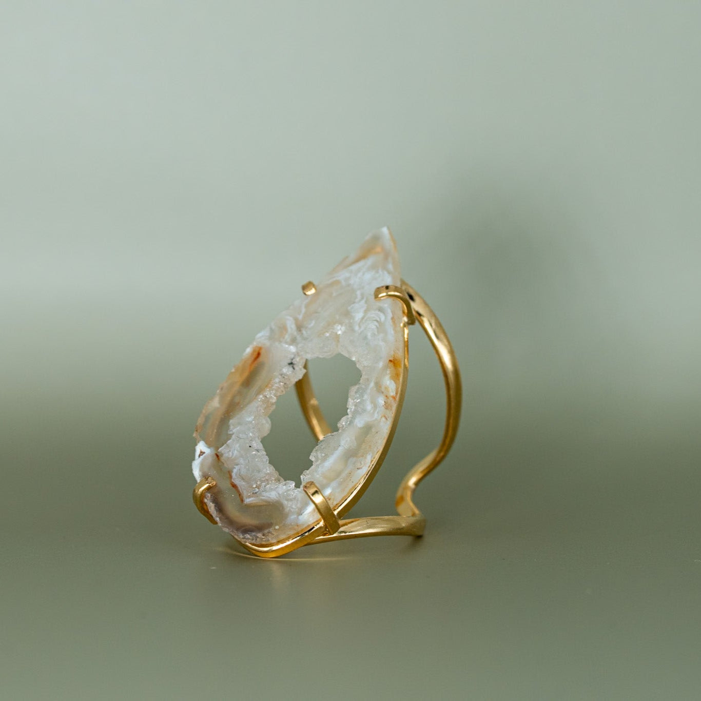 Agate Ring – 18K vergoldet, größenverstellbar