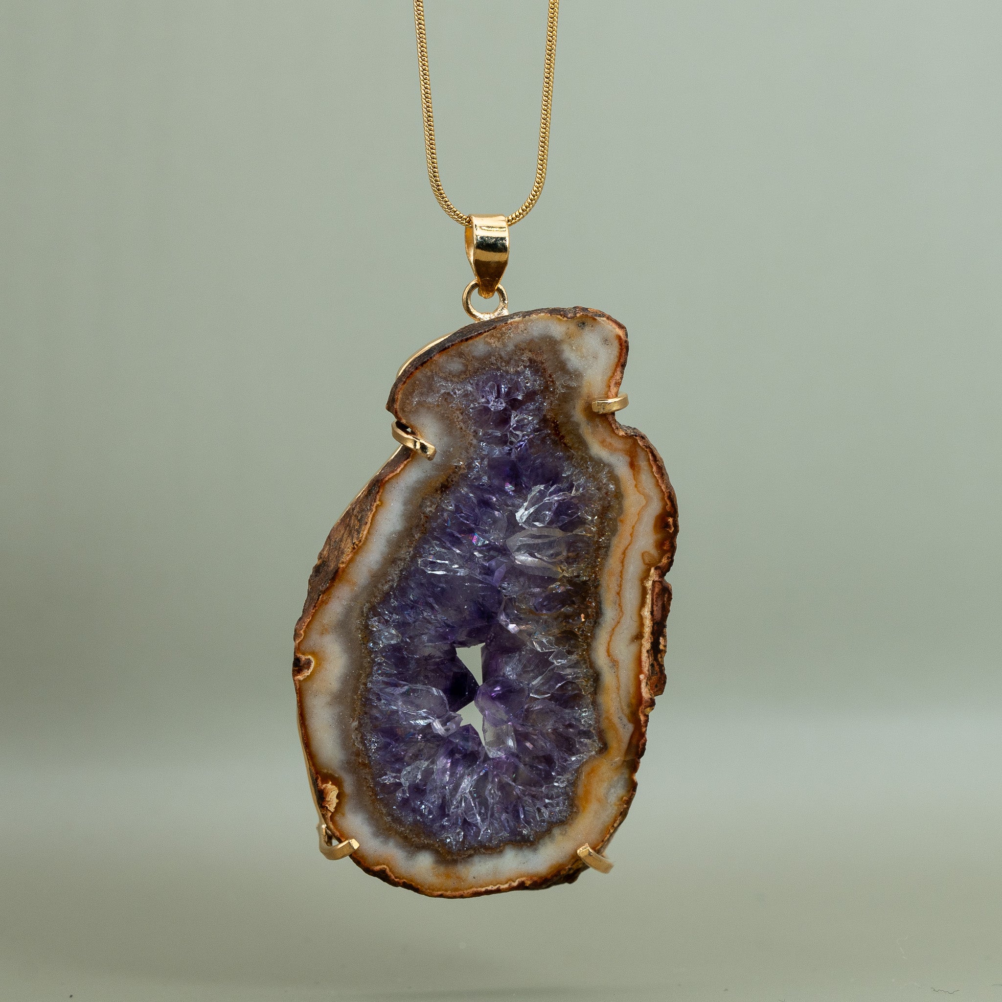 Amethyst Amulett 18K vergoldet, nickelfrei