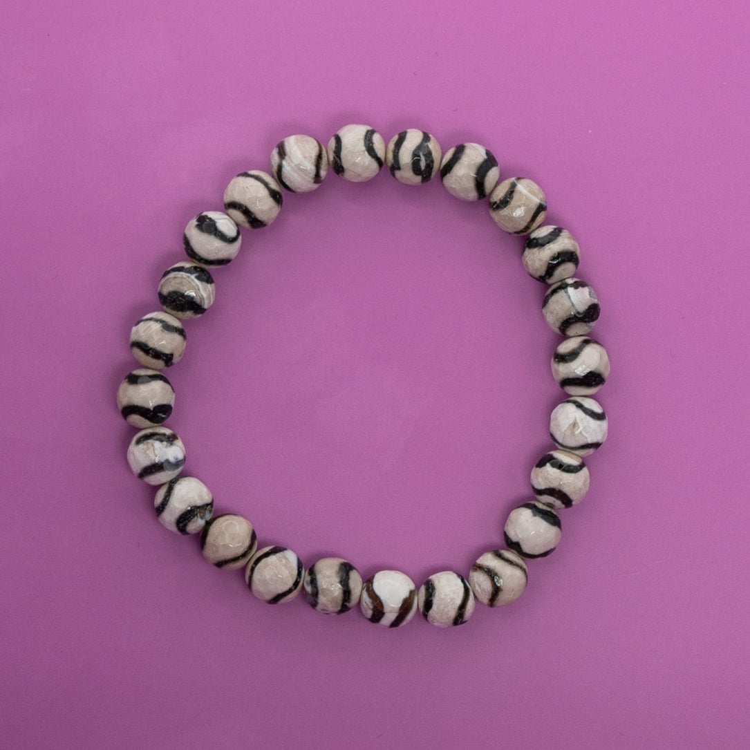 Zebra-Achat Armband – facettiert, elastisch