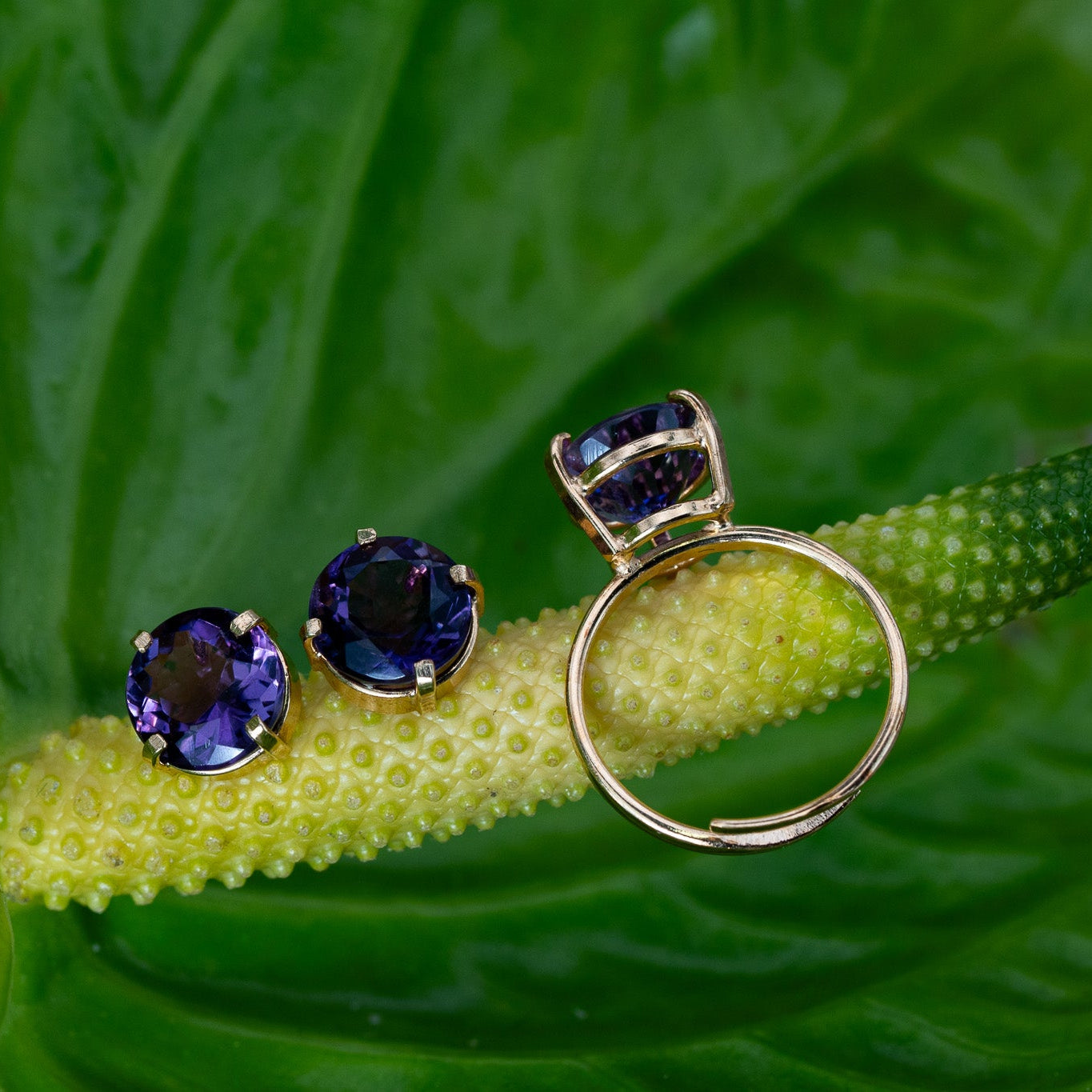 Premium Amethyst Set Ring & Ohrstecker