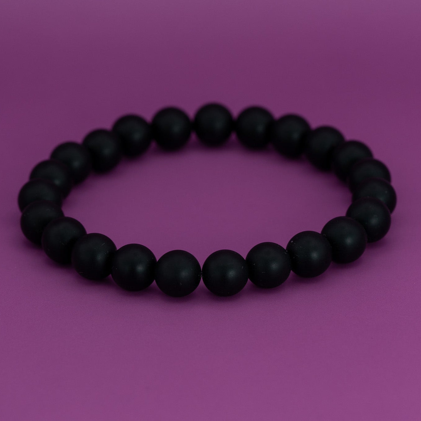 Schwarzer Achat Armband – matt, elastisch