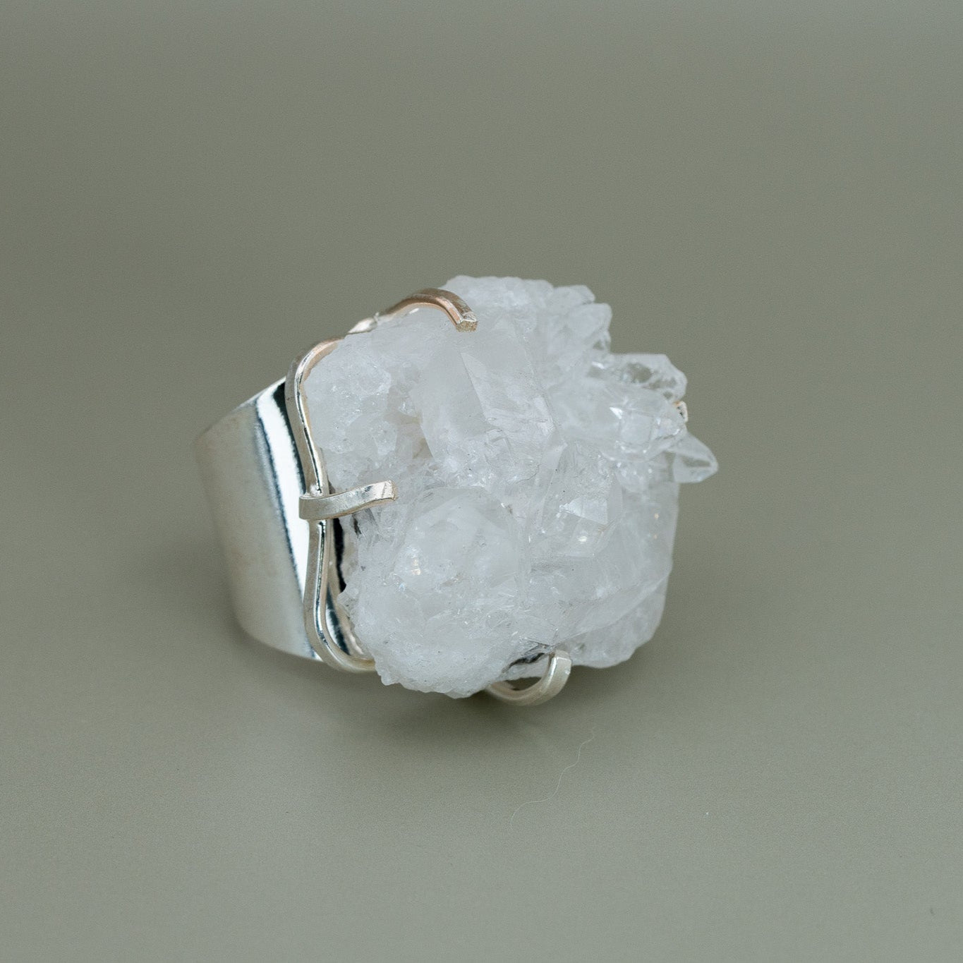 Bergkristall Ring versilbert