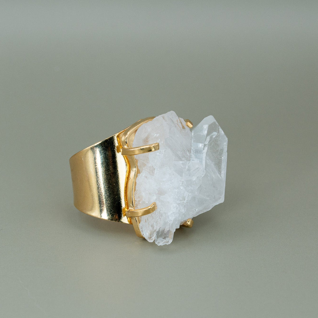 Bergkristall-Ring – 18K vergoldet, größenverstellbar, nickelfrei