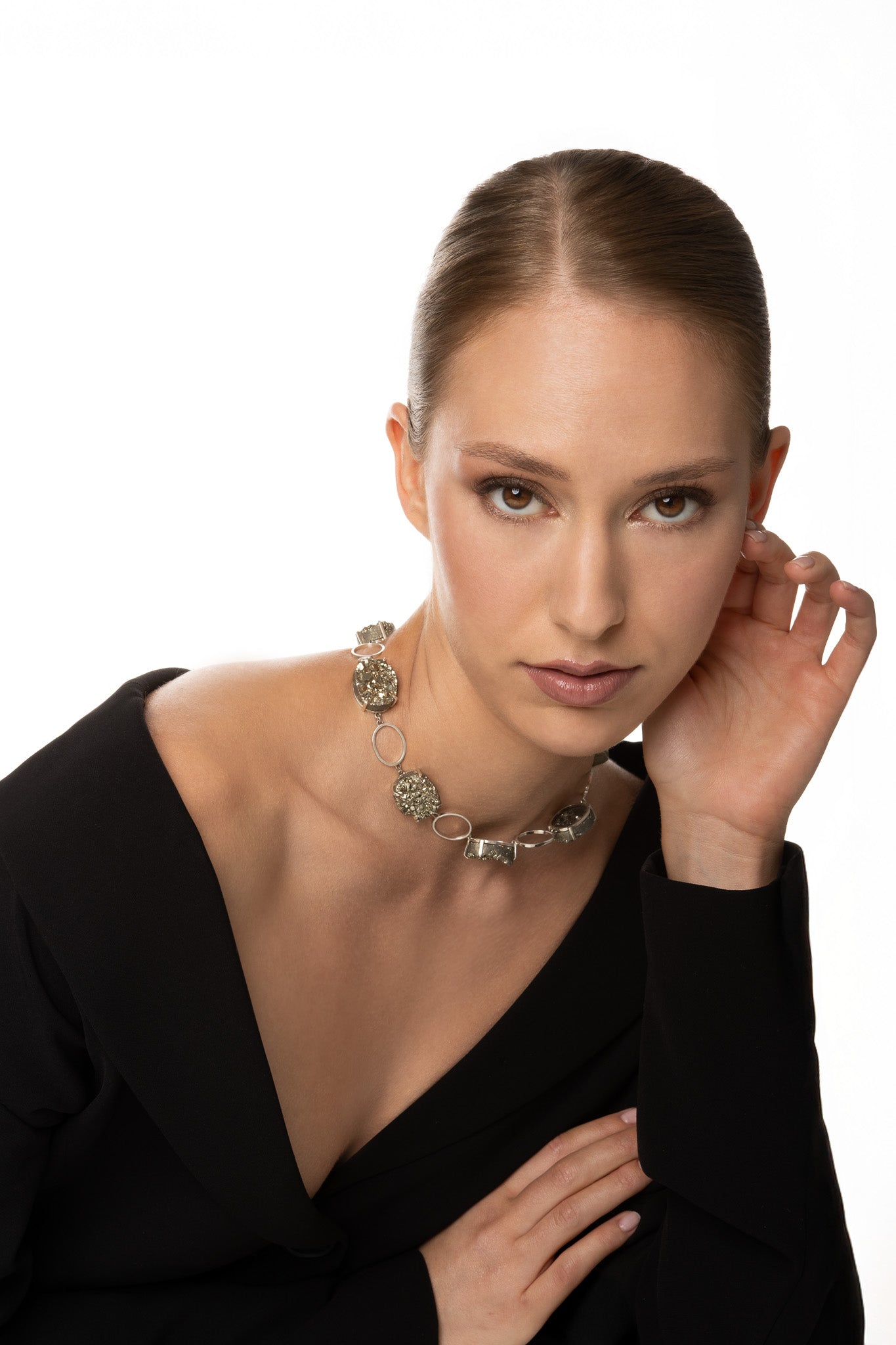 Luxuriöse Pyrit-Collier | 925er Silber| Handgefertigt in Pforzheim