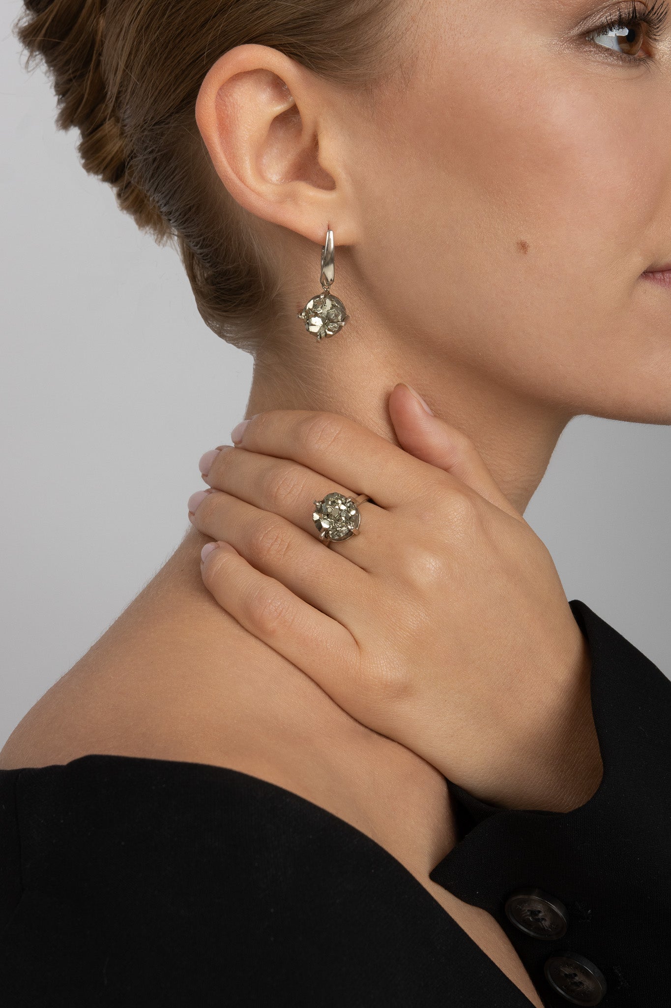 Luxuriöse Pyrit-Ring| 14 Karat (Weiß-)Gold | Handgefertigt in Pforzheim