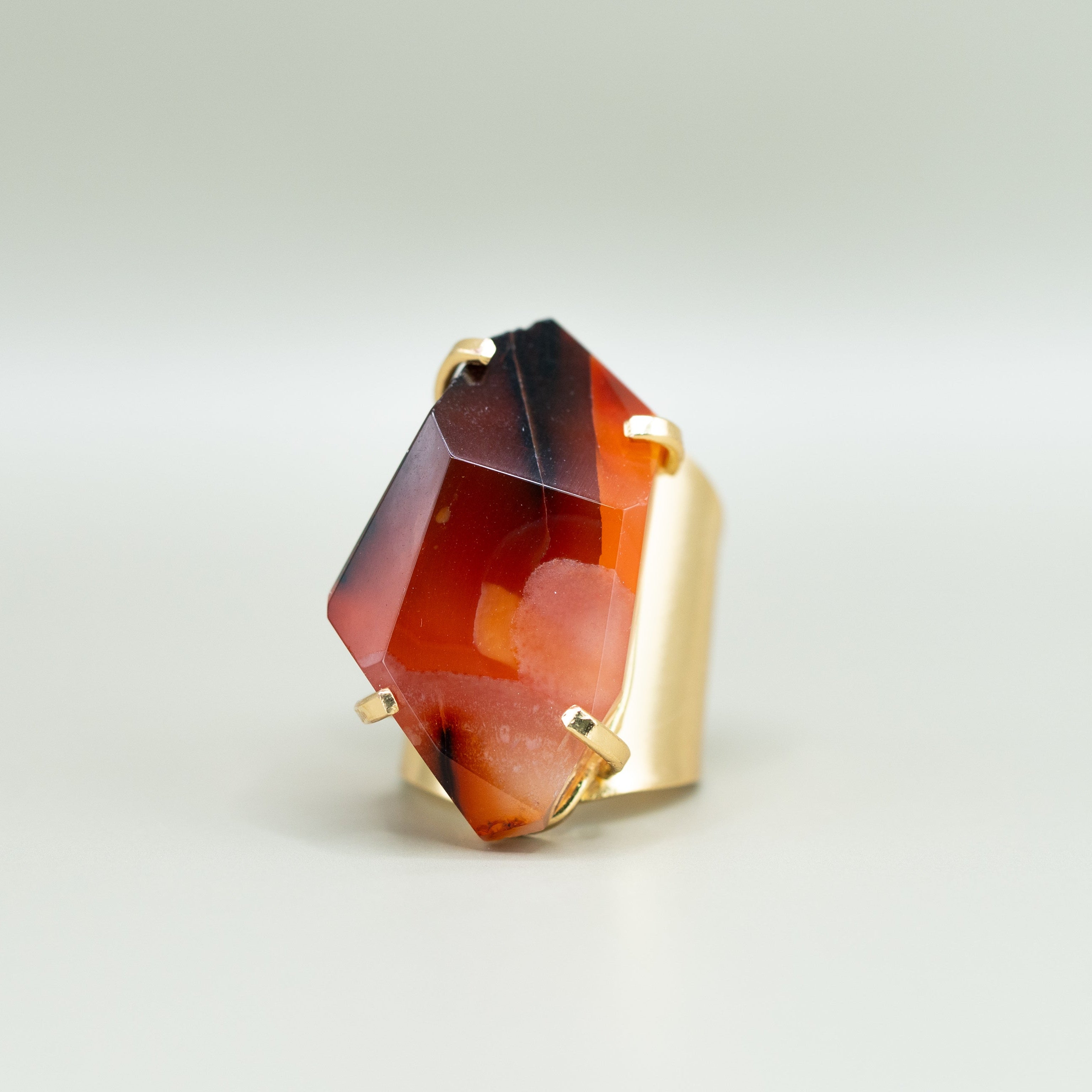 Karneol Ring – Größenverstellbar, 18K Vergoldet, Nickel Frei