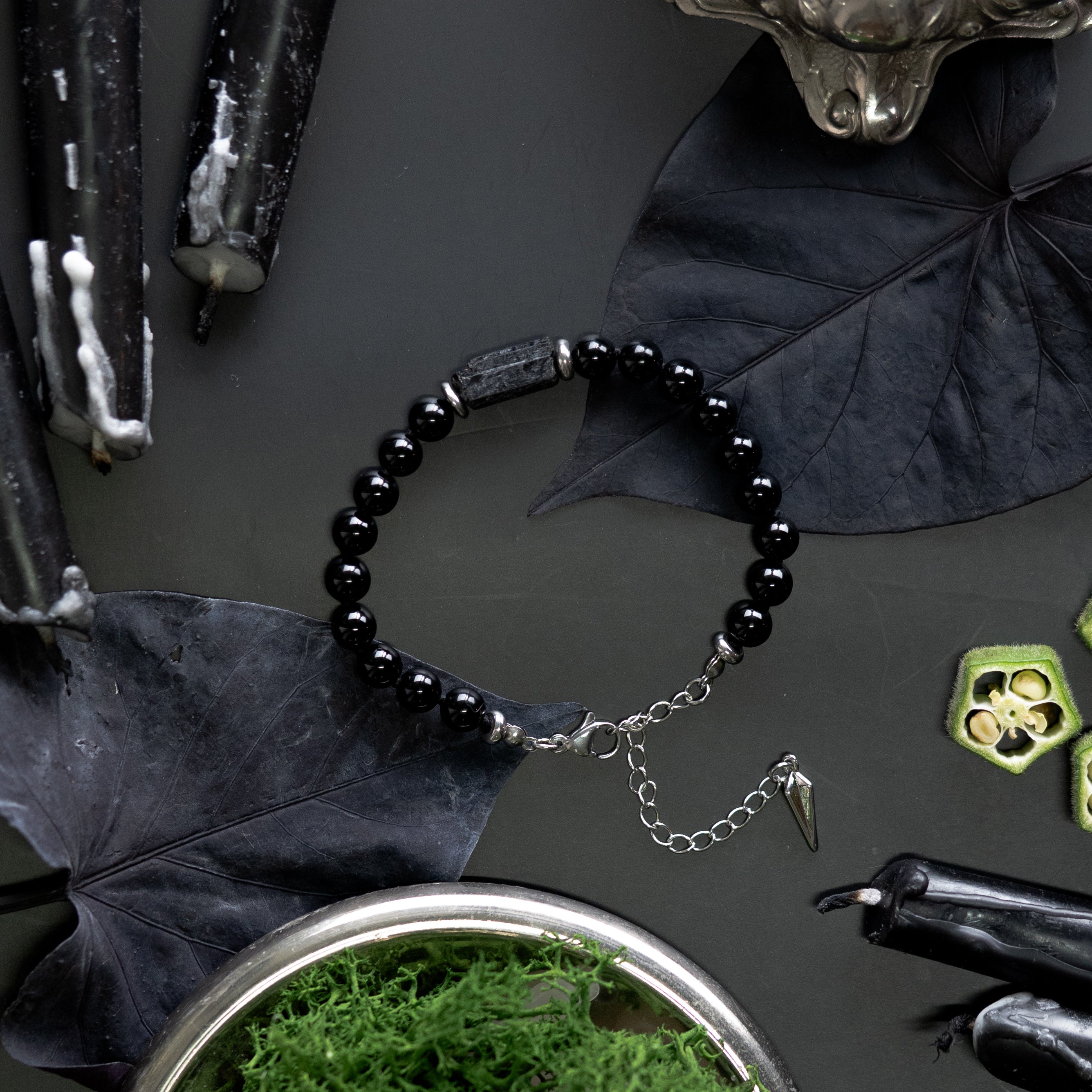 KELPTON x Schwarzer Turmalin & Onyx Knot Armband